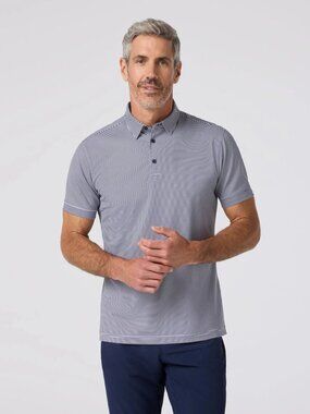 Mizzen + Main Versa Polo in Navy White Stripe, Size Large